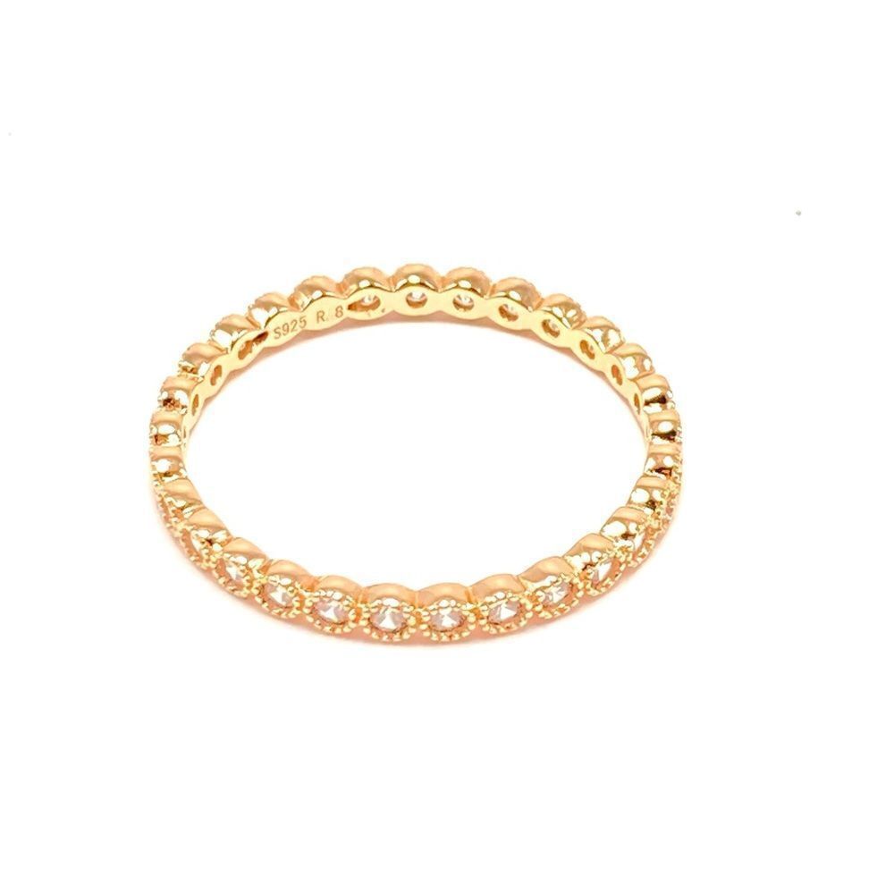 18k Rose Gold Plated 925 Sterling Silver CZ Eternity Stackable Ring Size 5
